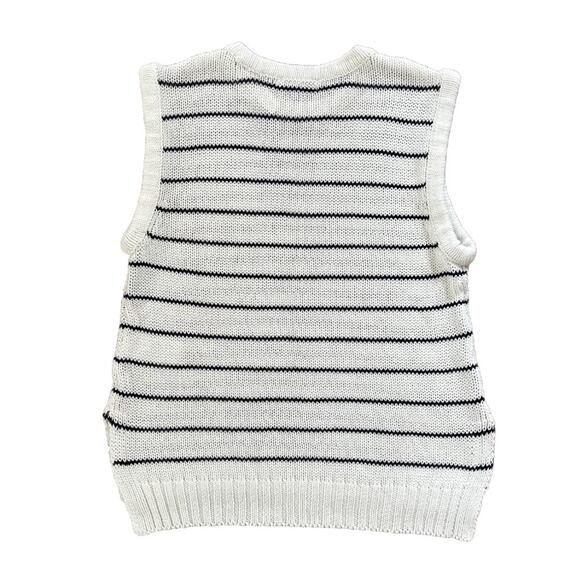 NWT Madewell Puff-Trim Sweater Vest in Stripe Bright Ivory Size Small S - Picture 6 of 9